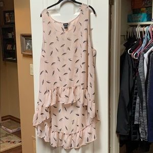 Sheer high-lo feather tank top